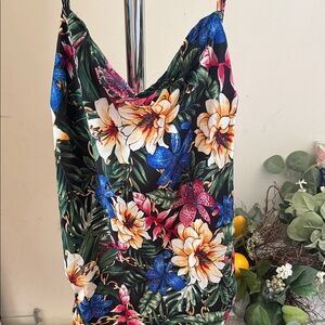 Tropical Floral Slip shirt - Black Background with Multicolor Blooms
